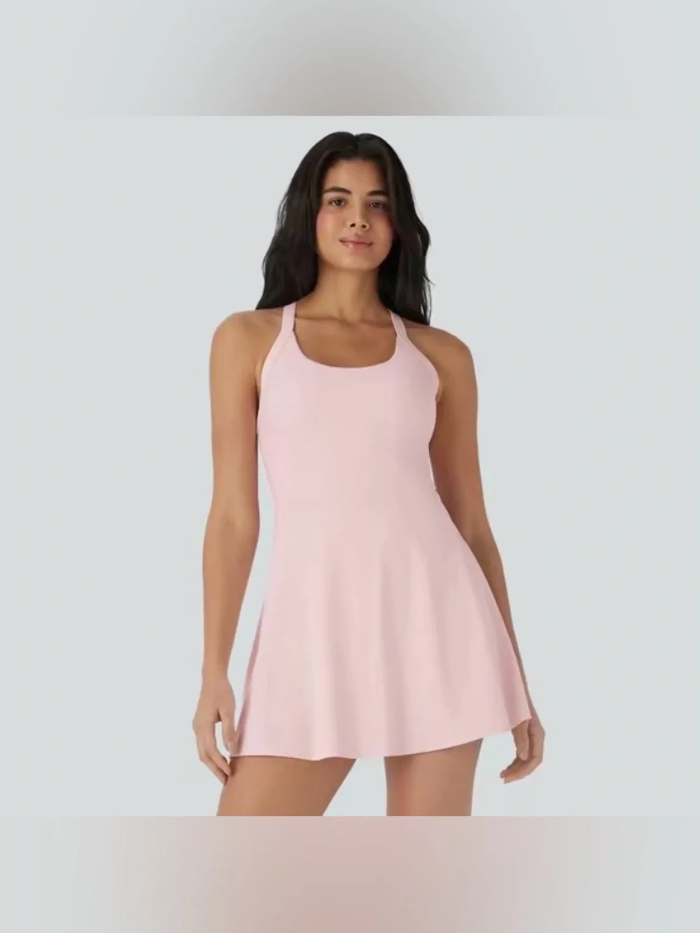 Black Halara Backless Crisscross Active Dress *Built-In Shorts!* Size S - Picture 3 of 6